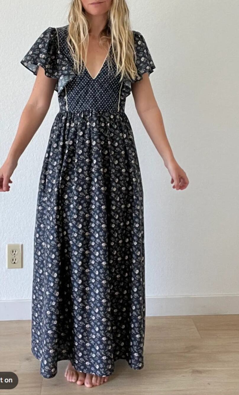 Christy Dawn Blue Oat Straw Greta Dress